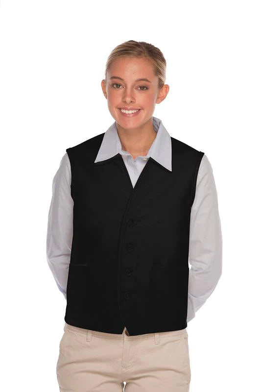 Cardi / DayStar Black 4-Button Unisex Vest with 2 Pockets