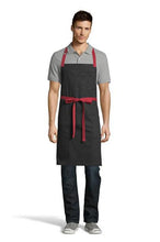 Load image into Gallery viewer, UT Black Collection Black w/ Red Ties Rebel Bib Apron (3 Pocket)