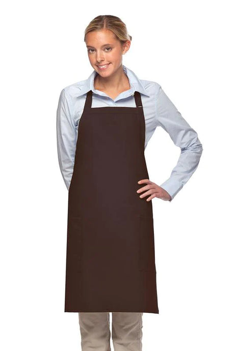 Cardi / DayStar Brown Deluxe Bib Adjustable Apron (2 Pockets)
