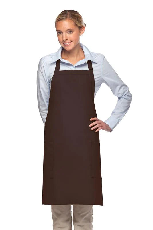 Cardi / DayStar Brown Deluxe Bib Adjustable Apron (2 Pockets)