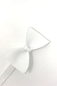 Cardi White Textured Leather Bow Tie