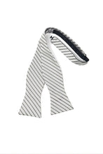 Load image into Gallery viewer, Cardi Self Tie Grey Newton Stripe Bow Tie