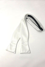 Load image into Gallery viewer, Cardi Self Tie White Regal Bow Tie