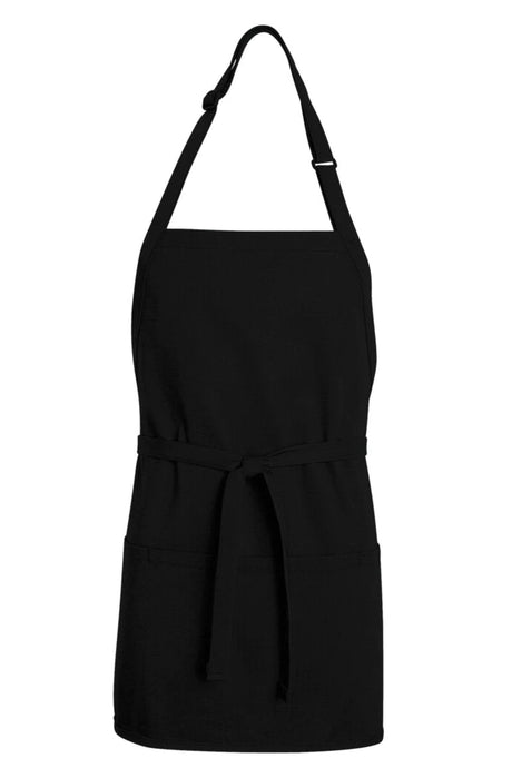 Chef Designs Black Premium Short Bib Adjustable Apron (3 Pockets)