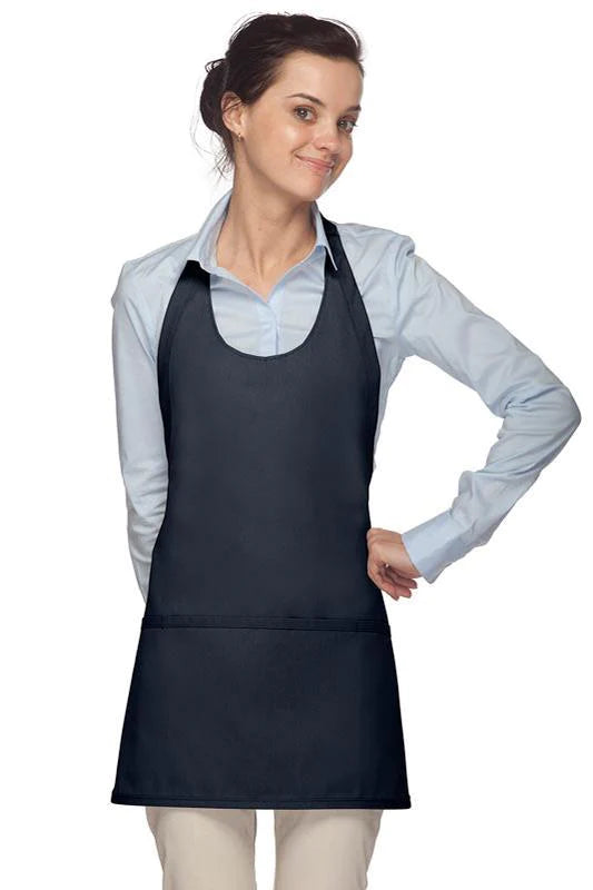 Cardi / DayStar Navy Scoop Neck Bib Adjustable Apron (3 Pockets)