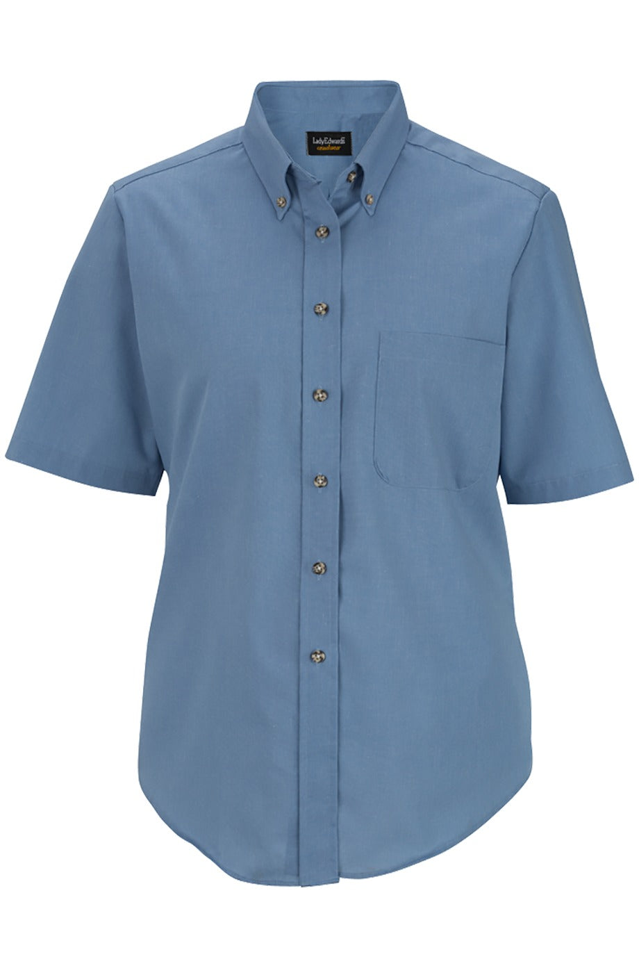 Edwards Women's Denim Blue Easy Care Short Sleeve Poplin Shirt