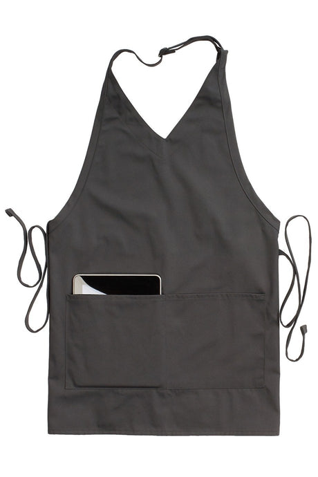 Edwards Steel Grey V-Neck Bib Adjustable Apron (2 Pockets)