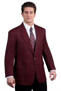 Executive Apparel Men's Burgundy Easywear 2-Button Polywool Blazer