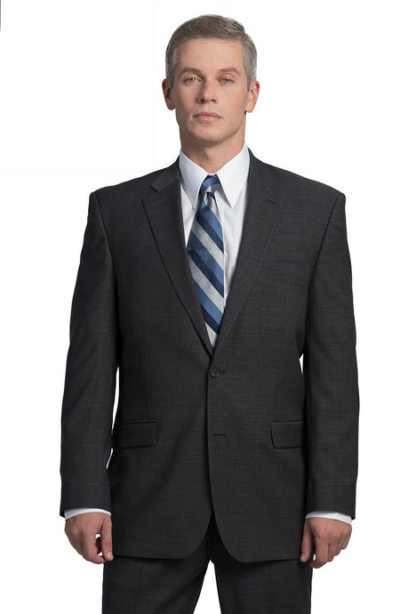 Executive Apparel Men's Charcoal Optiweave Polywool Stretch Blazer