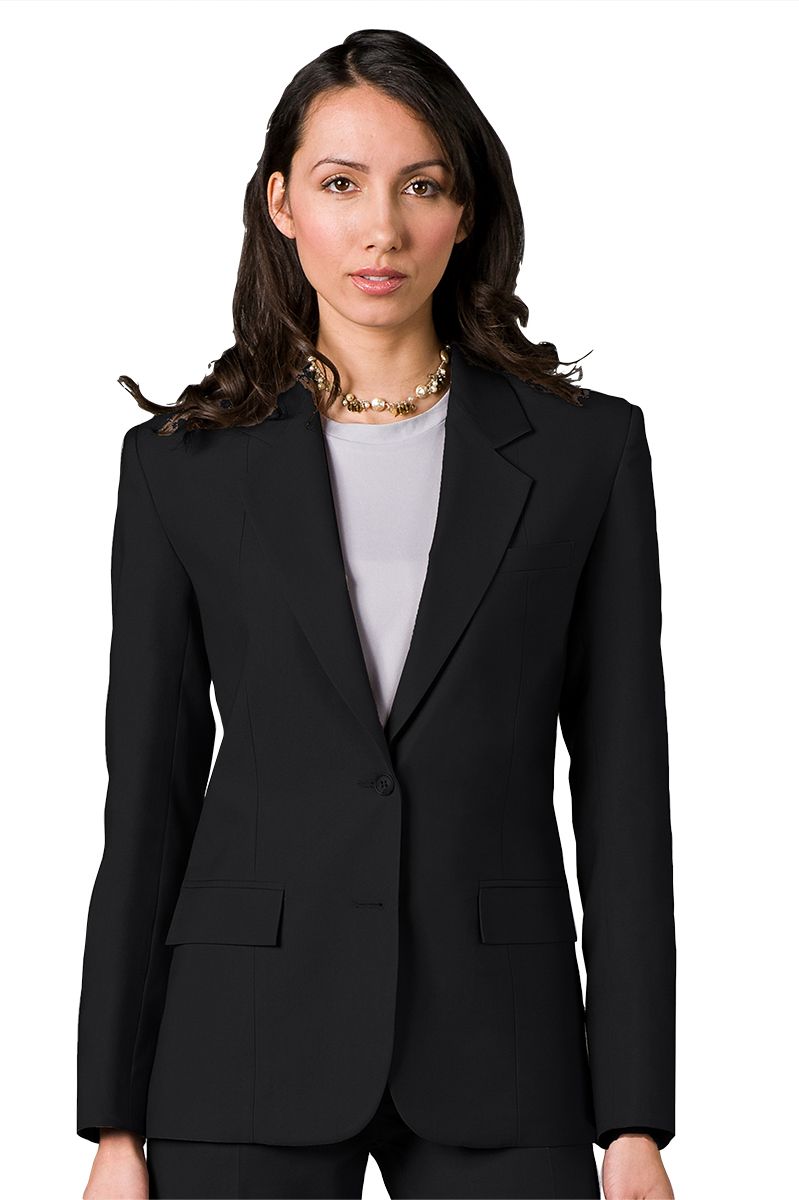 Executive Apparel Women's Black Easywear Single Breasted 2-Button Blazer