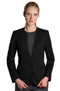 Executive Apparel Women's Black Easywear Collarless Cardigan 1-Button Blazer