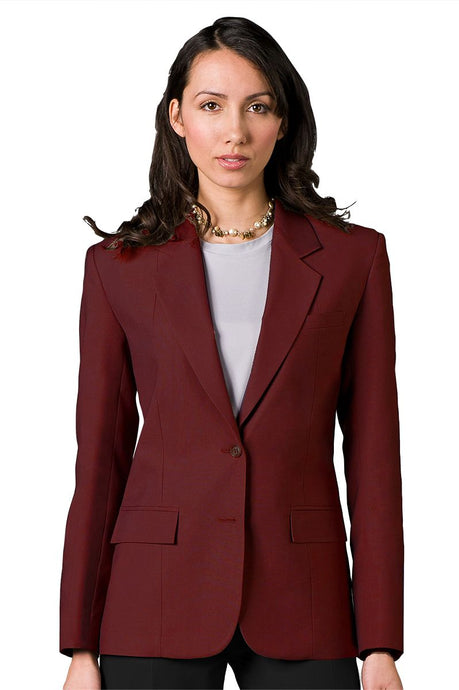 Executive Apparel Women's Burgundy Easywear Single Breasted 2-Button Blazer