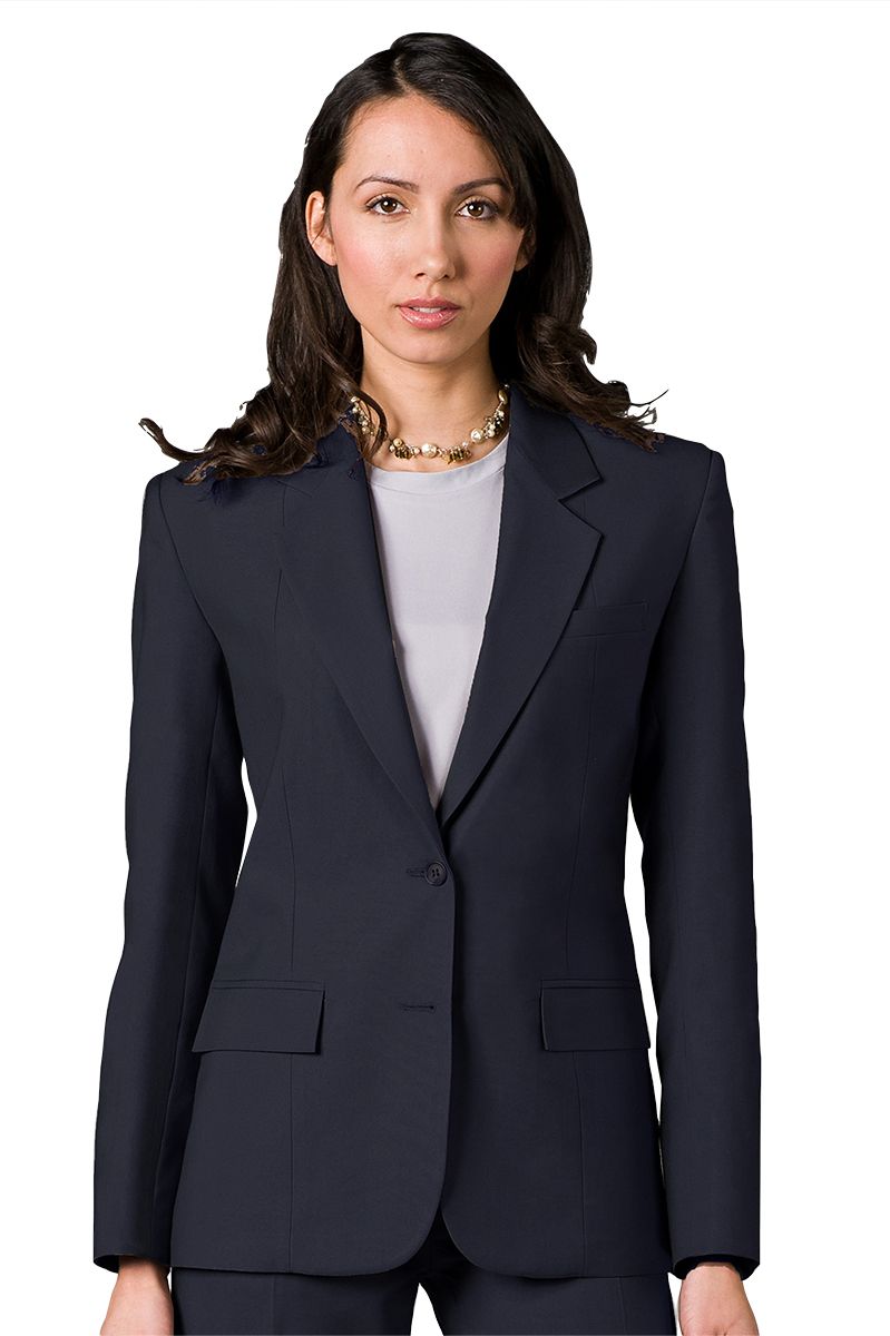 Executive Apparel Women's Navy Easywear Single Breasted 2-Button Blazer 2