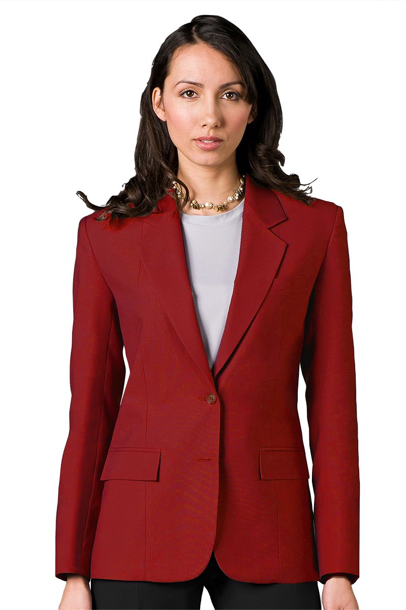 Executive Apparel Women's Red Easywear Single Breasted 2-Button Blazer