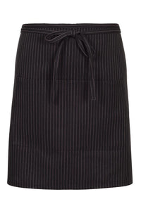 Fame Black & Grey Pinstripe Half Bistro Apron (2 Patch Pockets)
