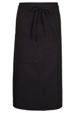 Load image into Gallery viewer, Fame Black &amp; Gray Pinstripe Full Length Bistro Apron (2 Pockets)