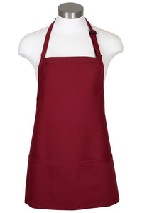 Fame Burgundy Bib Adjustable Apron (3 Pockets)