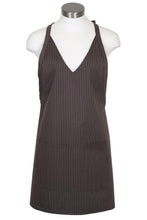 Load image into Gallery viewer, Fame Charcoal V-Neck Pinstripe Bib Adjustable Apron (2 Patch Pockets)