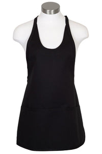 Fame Black Scoop Neck Bib Adjustable Apron (3 Pockets)