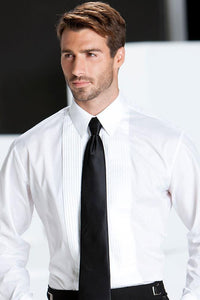 Classic Collection "Marco" White Pleated Laydown Tuxedo Shirt