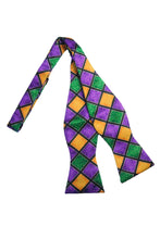 Load image into Gallery viewer, Tux Park Self Tie Mardi Gras Harlequin Bow Tie