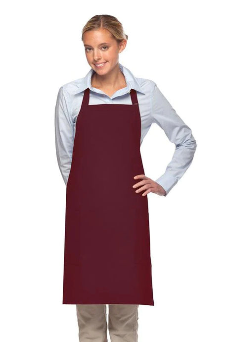 Cardi / DayStar Maroon Deluxe Bib Adjustable Apron (2 Pockets)