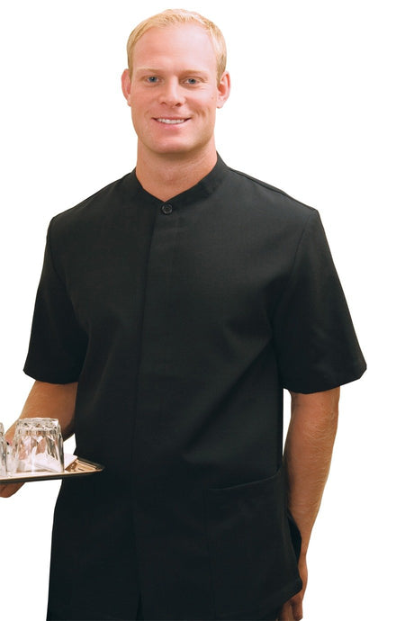 Edwards S Black Mandarin Men's Housekeeping Service Shirt