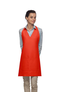 Cardi / DayStar Orange Deluxe V-Neck Adjustable Tuxedo Apron (2 Pockets)