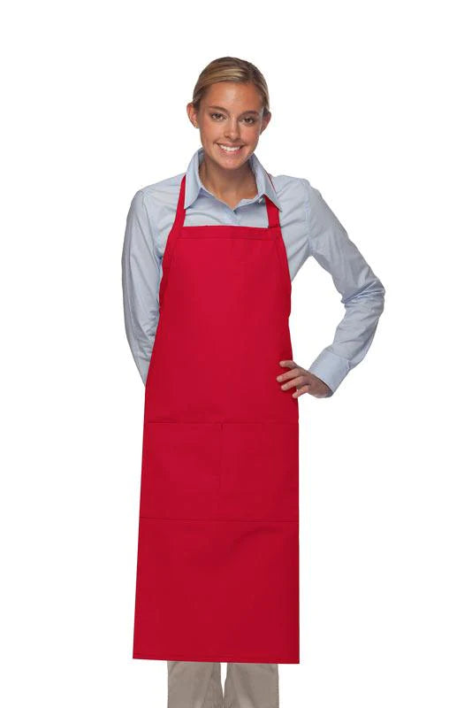 Cardi / DayStar Red Deluxe XL Butcher Adjustable Apron (2 Pockets)