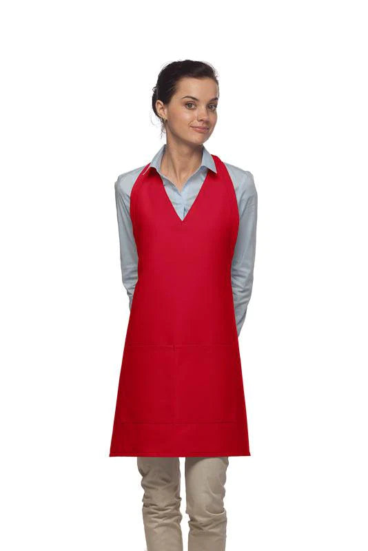 Cardi / DayStar Red Deluxe V-Neck Tuxedo Apron (2 Pockets)