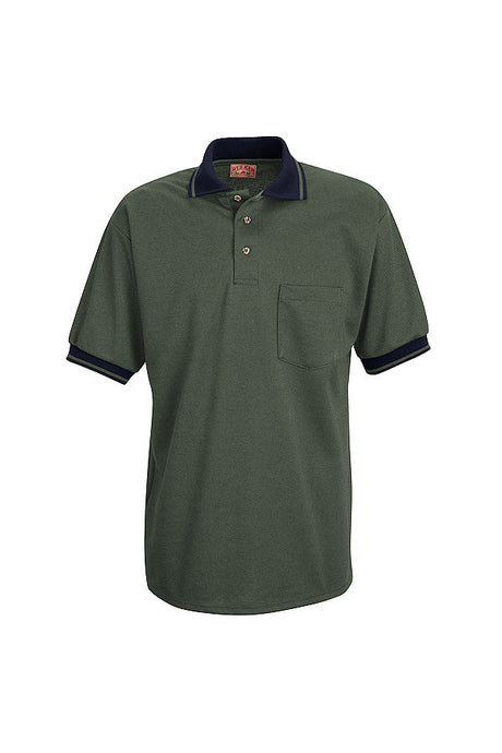 Red Kap Men's Moss Green and Navy Short Sleeve Performance Knit Twill Polo