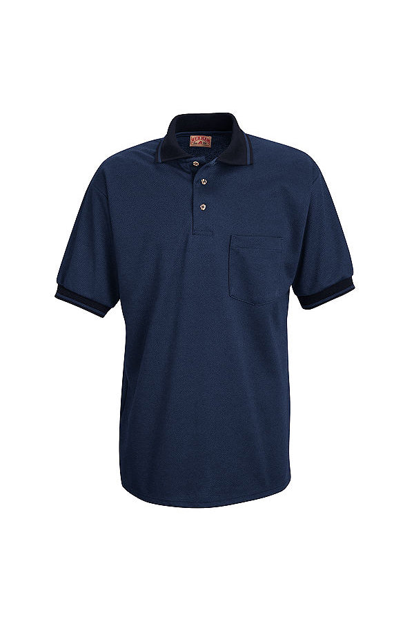 Red Kap Men's Navy and Medium Blue Short Sleeve Performance Knit Twill Polo