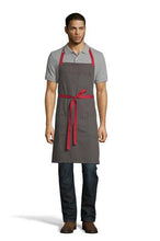 Load image into Gallery viewer, UT Black Collection Broken Twill w/ Red Ties Rebel Bib Apron (3 Pocket)