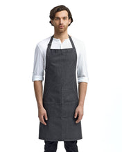 Load image into Gallery viewer, Artisan Collection by Reprime Black Denim Bib Adjustable Apron (4 Pocket Pouch)