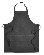 Load image into Gallery viewer, Artisan Collection by Reprime Black Denim Bib Adjustable Apron (4 Pocket Pouch)