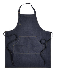 Artisan Collection by Reprime Indigo Denim Bib Adjustable Apron (4 Pocket Pouch)