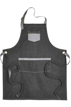 Load image into Gallery viewer, Artisan Collection by Reprime Black Contrast Denim Bib Adjustable Apron (2 Pocket)