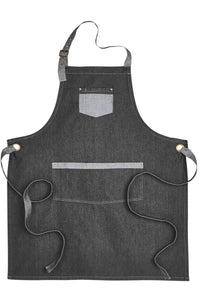 Artisan Collection by Reprime Black Contrast Denim Bib Adjustable Apron (2 Pocket)