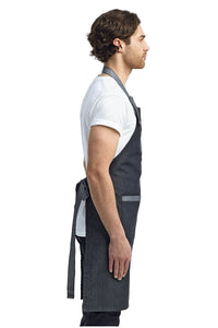 Artisan Collection by Reprime Black Contrast Denim Bib Adjustable Apron (2 Pocket)