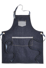 Load image into Gallery viewer, Artisan Collection by Reprime Indigo Contrast Denim Bib Adjustable Apron (2 Pocket)