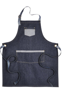 Artisan Collection by Reprime Indigo Contrast Denim Bib Adjustable Apron (2 Pocket)