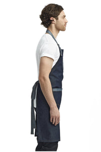 Artisan Collection by Reprime Indigo Contrast Denim Bib Adjustable Apron (2 Pocket)