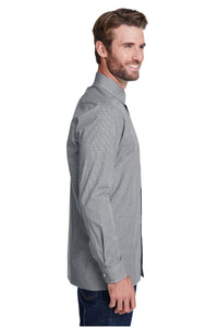 Artisan Collection by Reprime Men's Microcheck Long Sleeve Cotton Shirt (Black / White)