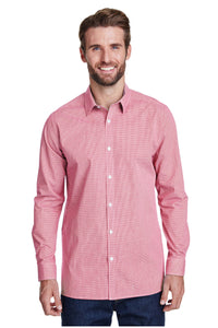 Artisan Collection by Reprime Red / White / XS Men's Microcheck Long Sleeve Cotton Shirt