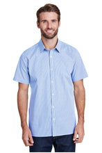 Load image into Gallery viewer, Artisan Collection by Reprime XS Men&#39;s Microcheck Short Sleeve Cotton Shirt (Light Blue / White)