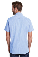 Load image into Gallery viewer, Artisan Collection by Reprime Men&#39;s Microcheck Short Sleeve Cotton Shirt (Light Blue / White)