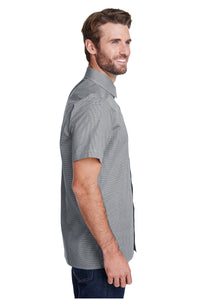 Artisan Collection by Reprime Men's Microcheck Short Sleeve Cotton Shirt (Black / White)