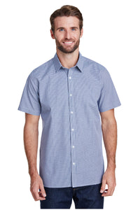 Artisan Collection by Reprime Navy / White / XS Men's Microcheck Short Sleeve Cotton Shirt