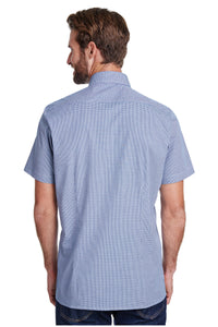 Artisan Collection by Reprime Men's Microcheck Short Sleeve Cotton Shirt (Navy / White)