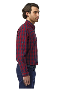 Artisan Collection by Reprime Men's Mulligan Check Long Sleeve Cotton Shirt (Red / Navy)
